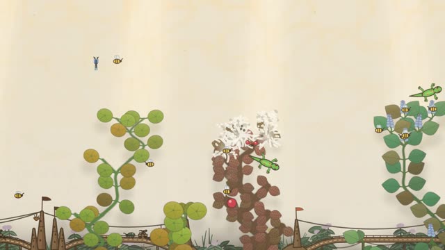 A lush jar of flowering plants, with a beehive and butterflies